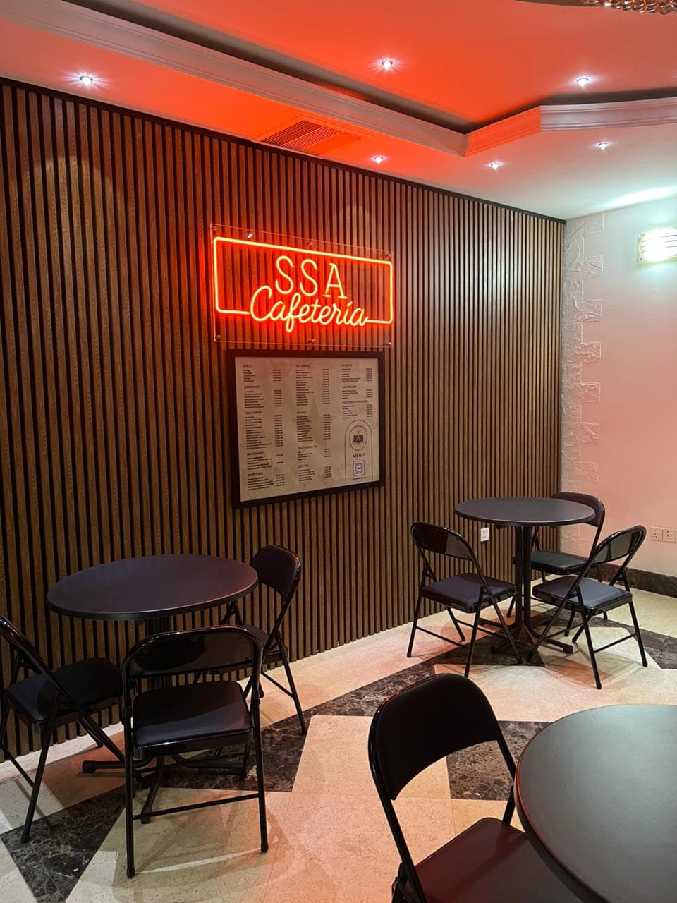 On-site SSA cafeteria with neon signage